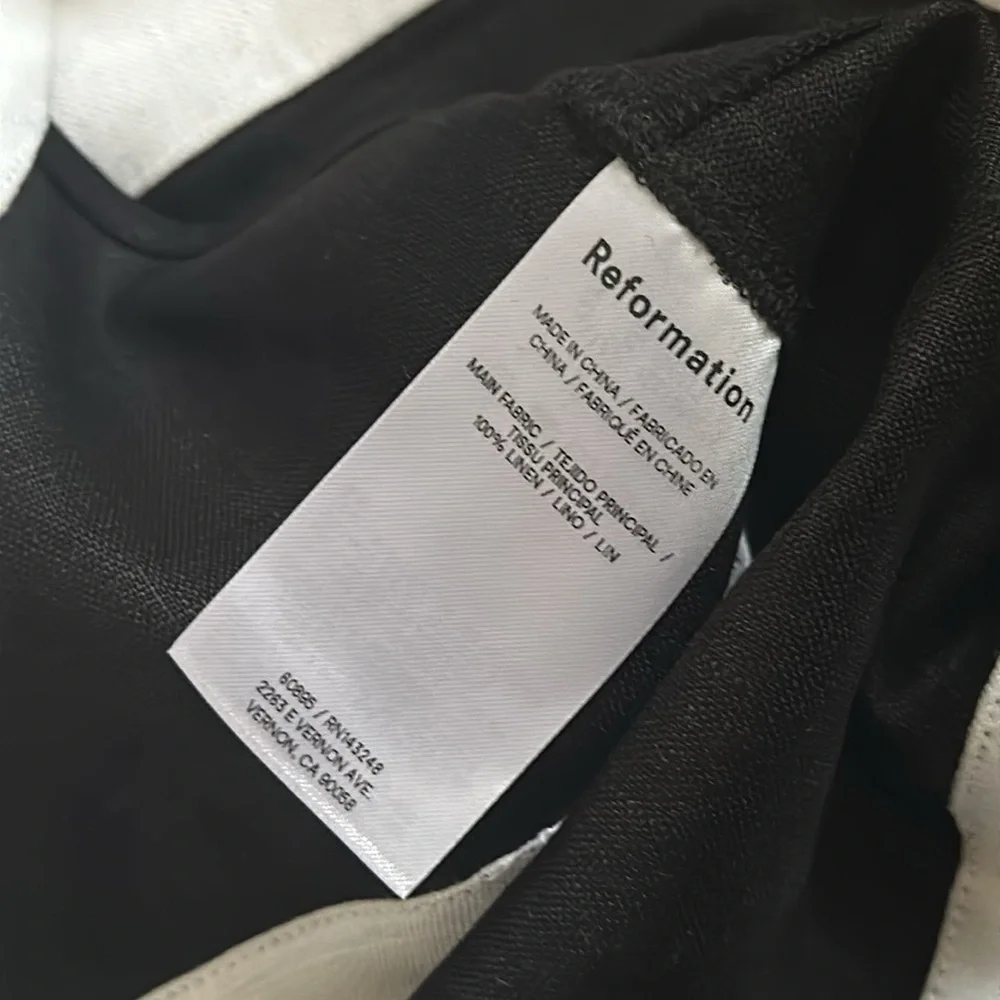 NEW Reformation Robbie Linen Two Piece in Black & White - size 6 - Picture 11 of 11